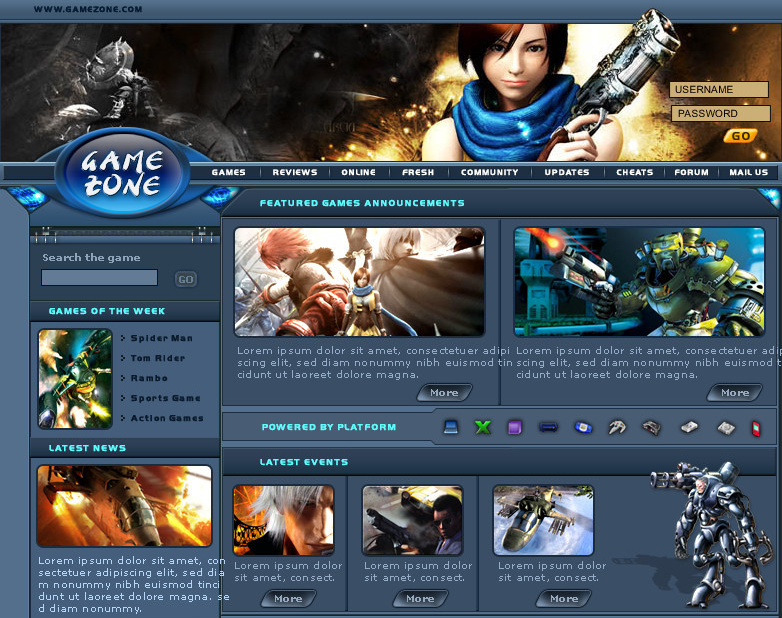 游戲網(wǎng)站設計